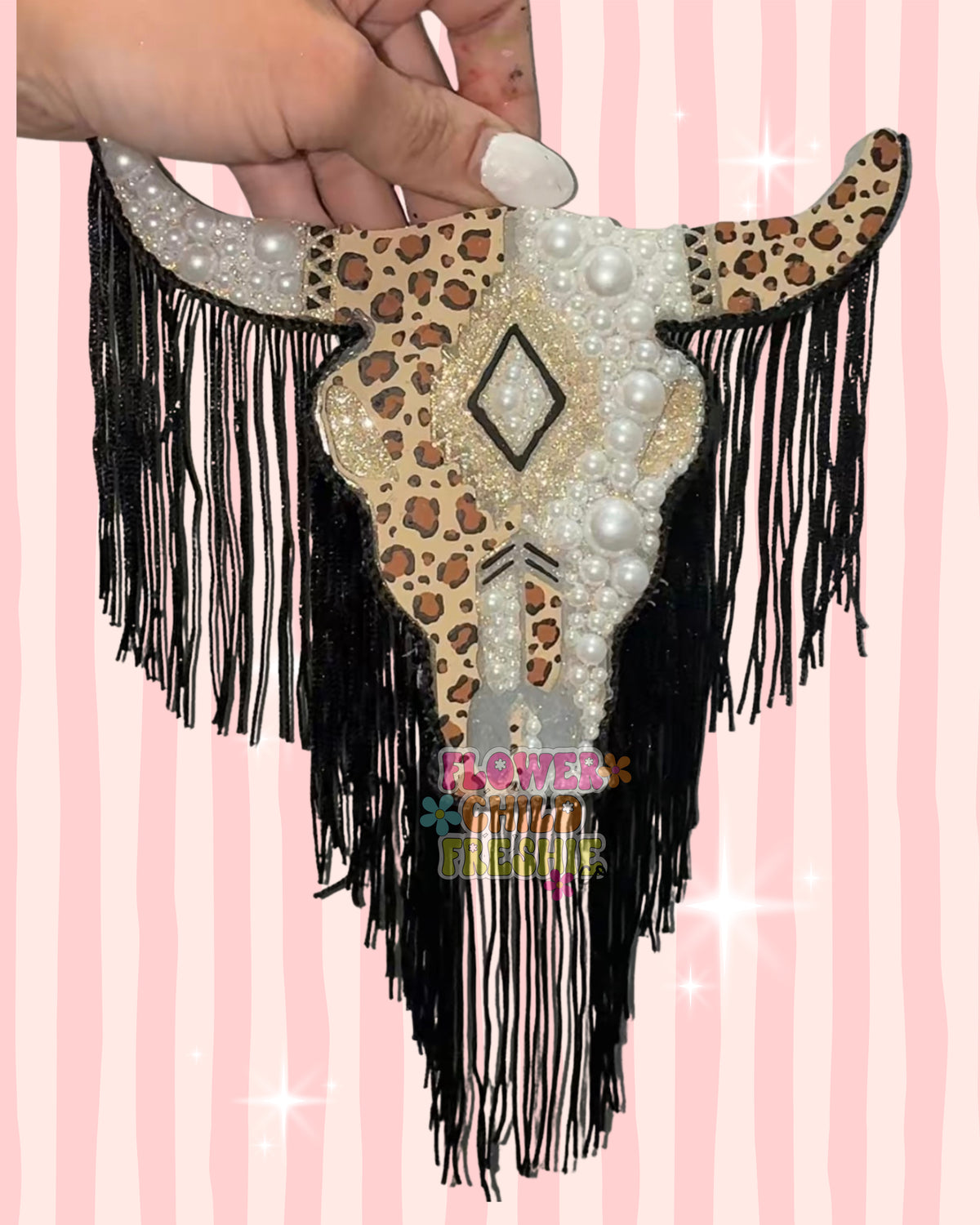 Cheetah with Pearls Skull